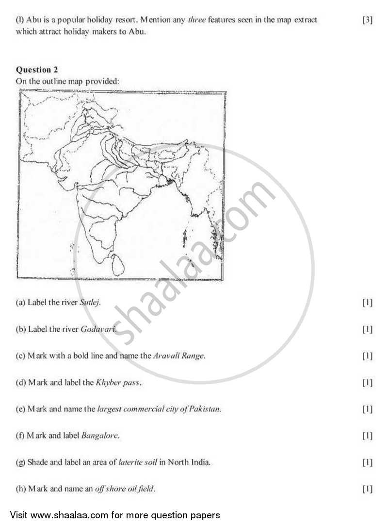 Geography 2007-2008 ICSE Class 10  - CISCE (Council for the Indian School Certificate Examinations) question paper with PDF download