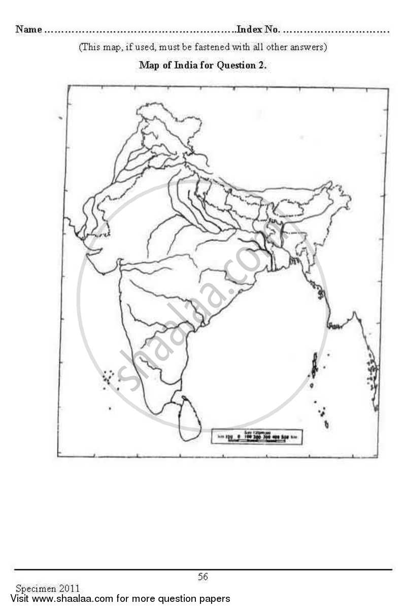 Geography 2012-2013 ICSE Class 10  - CISCE (Council for the Indian School Certificate Examinations) question paper with PDF download