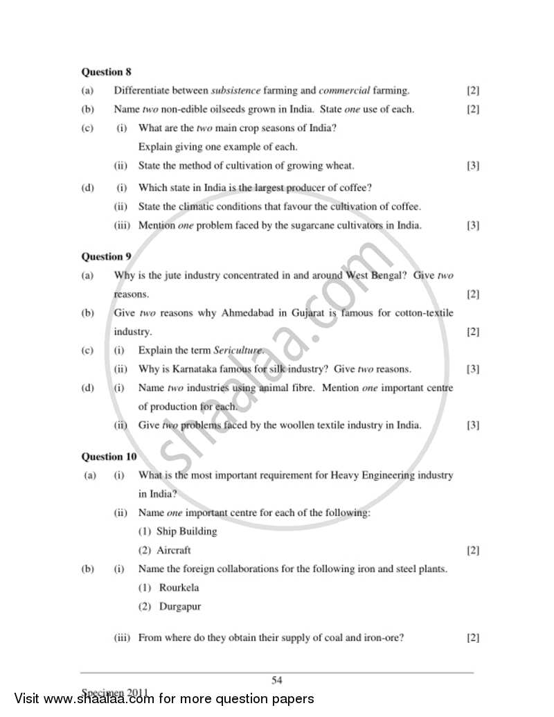 Geography 2016-2017 ICSE Class 10  - CISCE (Council for the Indian School Certificate Examinations) question paper with PDF download