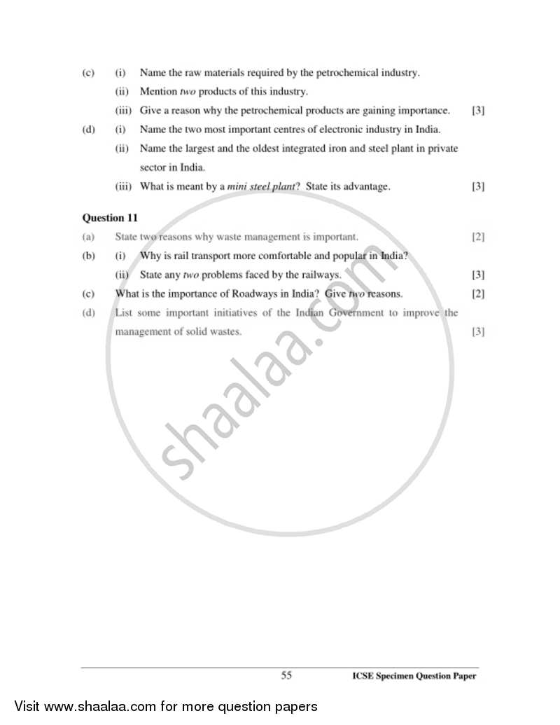 Geography 2016-2017 ICSE Class 10  - CISCE (Council for the Indian School Certificate Examinations) question paper with PDF download