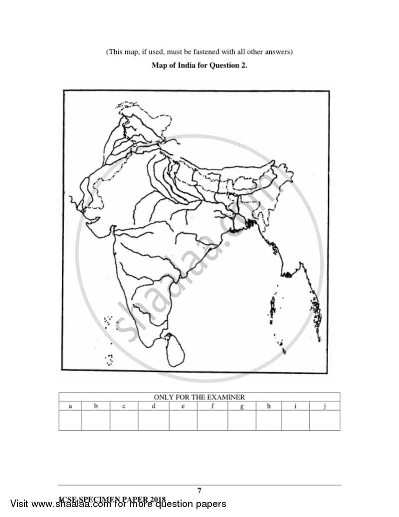 Geography 2017-2018 ICSE Class 10  - CISCE (Council for the Indian School Certificate Examinations) question paper with PDF download