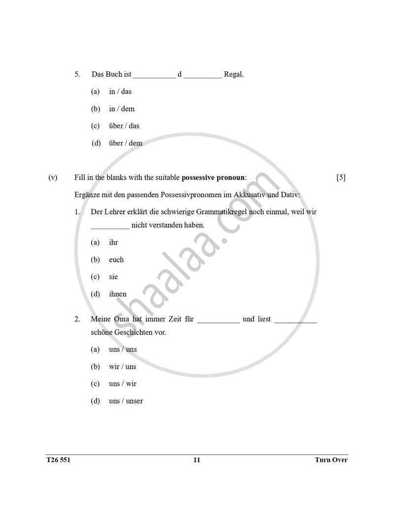 German 2025-2026 ICSE Class 10  - CISCE (Council for the Indian School Certificate Examinations) question paper with PDF download