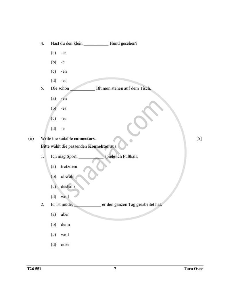 German 2025-2026 ICSE Class 10  - CISCE (Council for the Indian School Certificate Examinations) question paper with PDF download