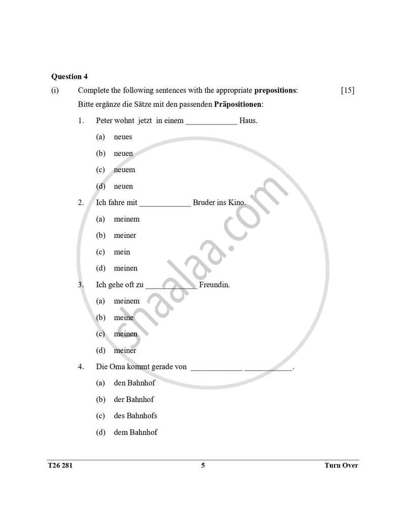 German 2025-2026 ICSE Class 10 - CISCE (Council for the Indian School Certificate Examinations) question paper with PDF download