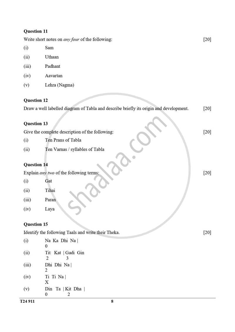 Hindustani Music 2023-2024 ICSE Class 10 - CISCE (Council for the Indian School Certificate Examinations) question paper with PDF download