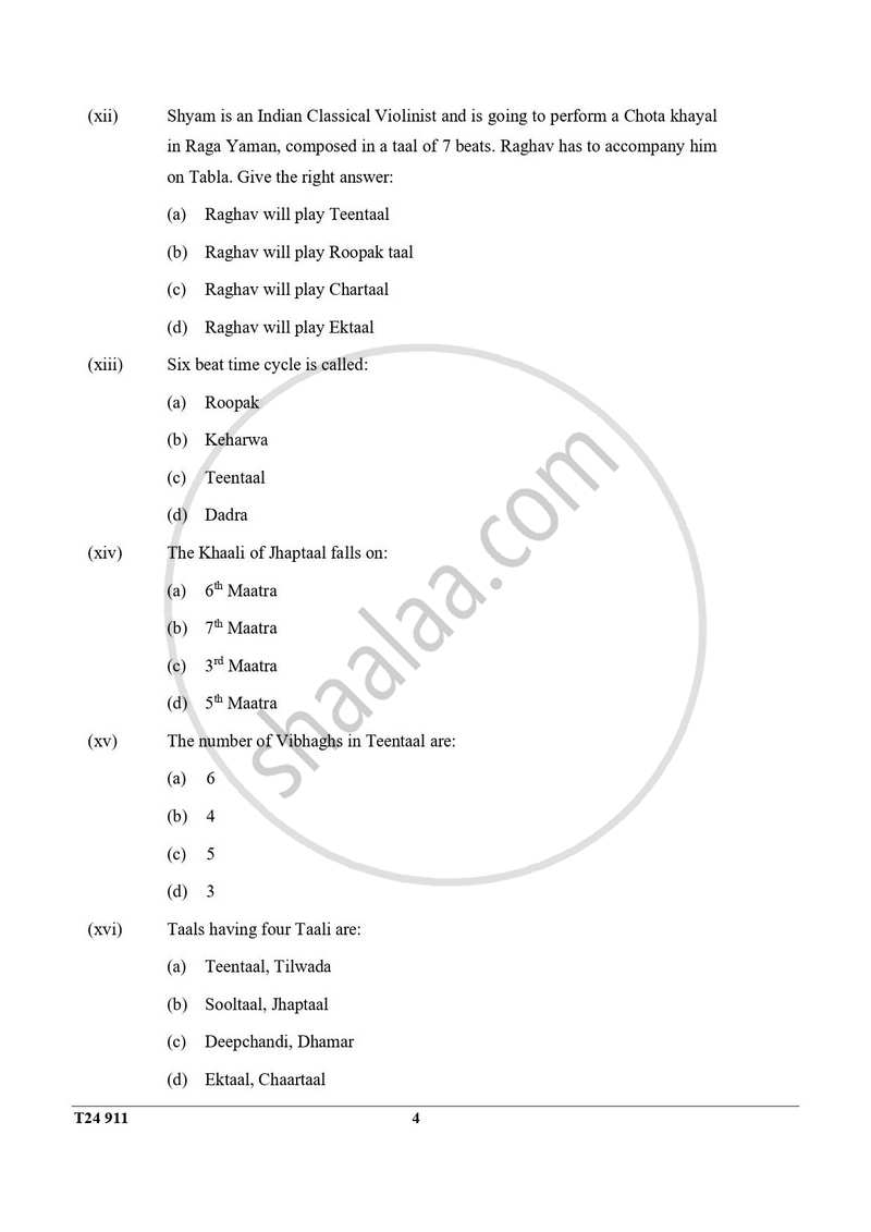 Hindustani Music 2023-2024 ICSE Class 10 - CISCE (Council for the Indian School Certificate Examinations) question paper with PDF download