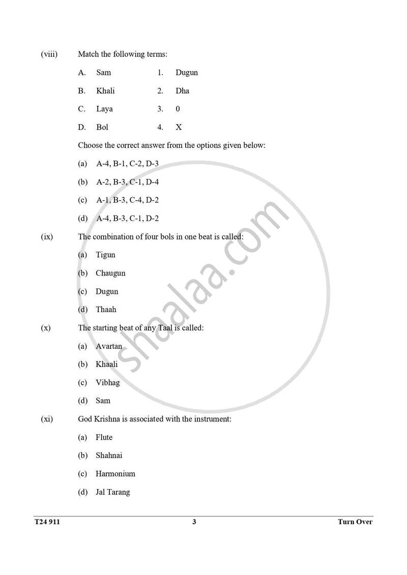 Hindustani Music 2023-2024 ICSE Class 10 - CISCE (Council for the Indian School Certificate Examinations) question paper with PDF download