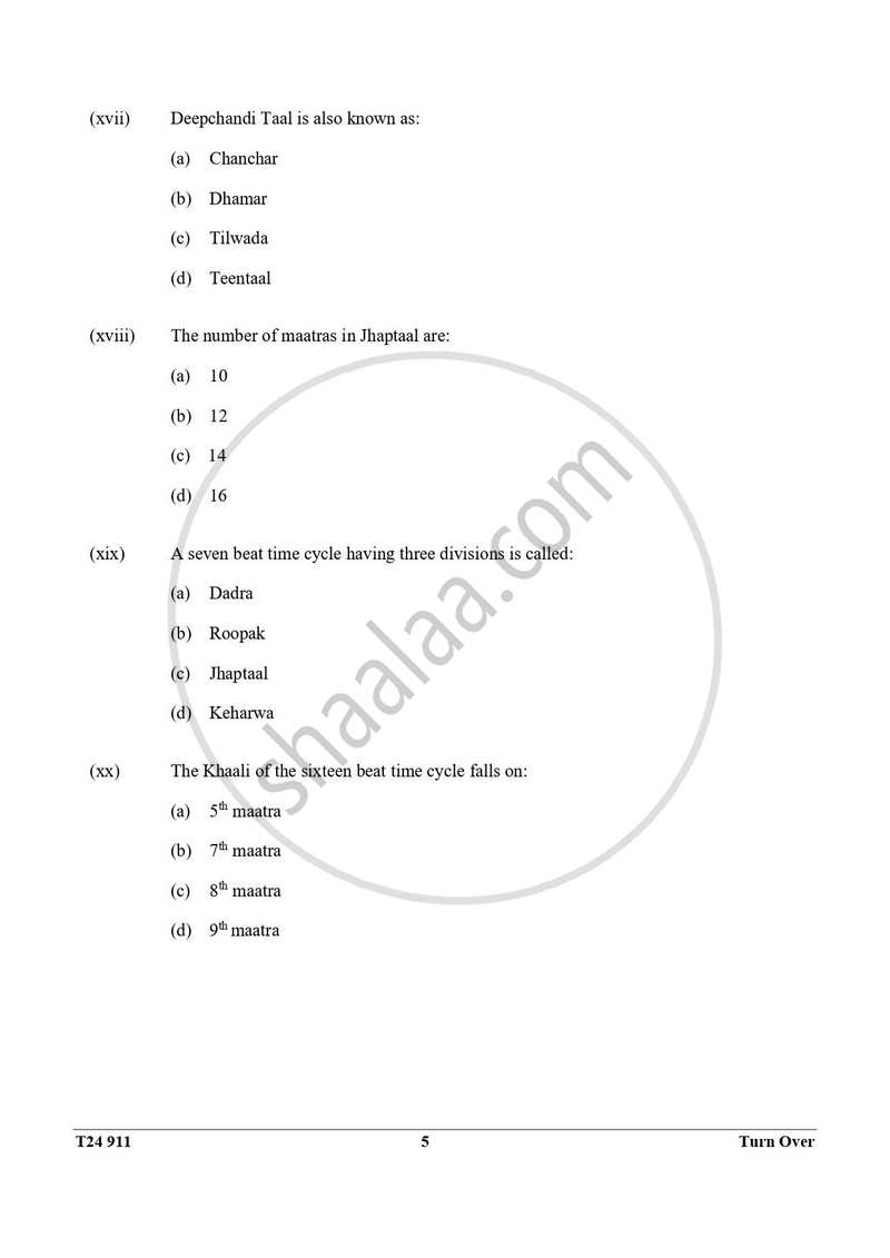 Hindustani Music 2023-2024 ICSE Class 10 - CISCE (Council for the Indian School Certificate Examinations) question paper with PDF download