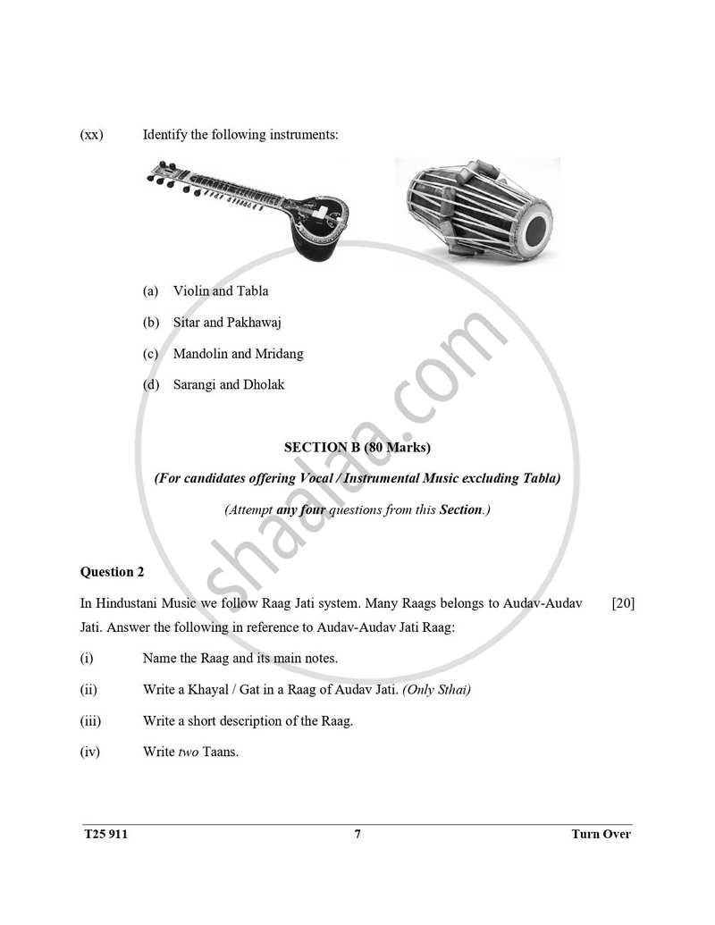 Hindustani Music 2024-2025 ICSE Class 10  - CISCE (Council for the Indian School Certificate Examinations) question paper with PDF download