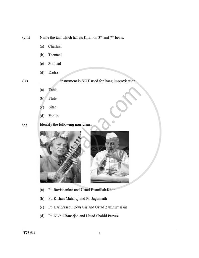 Hindustani Music 2024-2025 ICSE Class 10  - CISCE (Council for the Indian School Certificate Examinations) question paper with PDF download