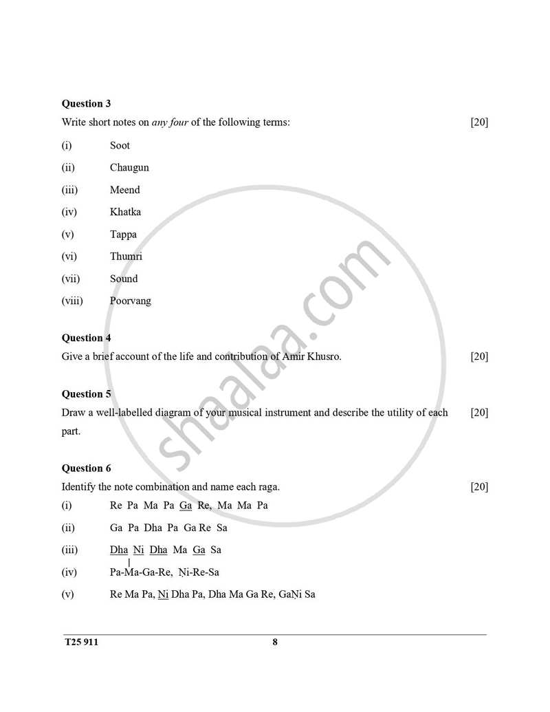 Hindustani Music 2024-2025 ICSE Class 10  - CISCE (Council for the Indian School Certificate Examinations) question paper with PDF download