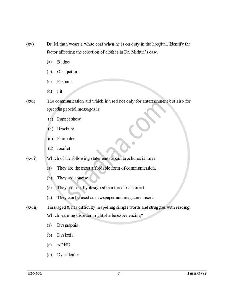 Home Science 2025-2026 ICSE Class 10 - CISCE (Council for the Indian School Certificate Examinations) question paper with PDF download