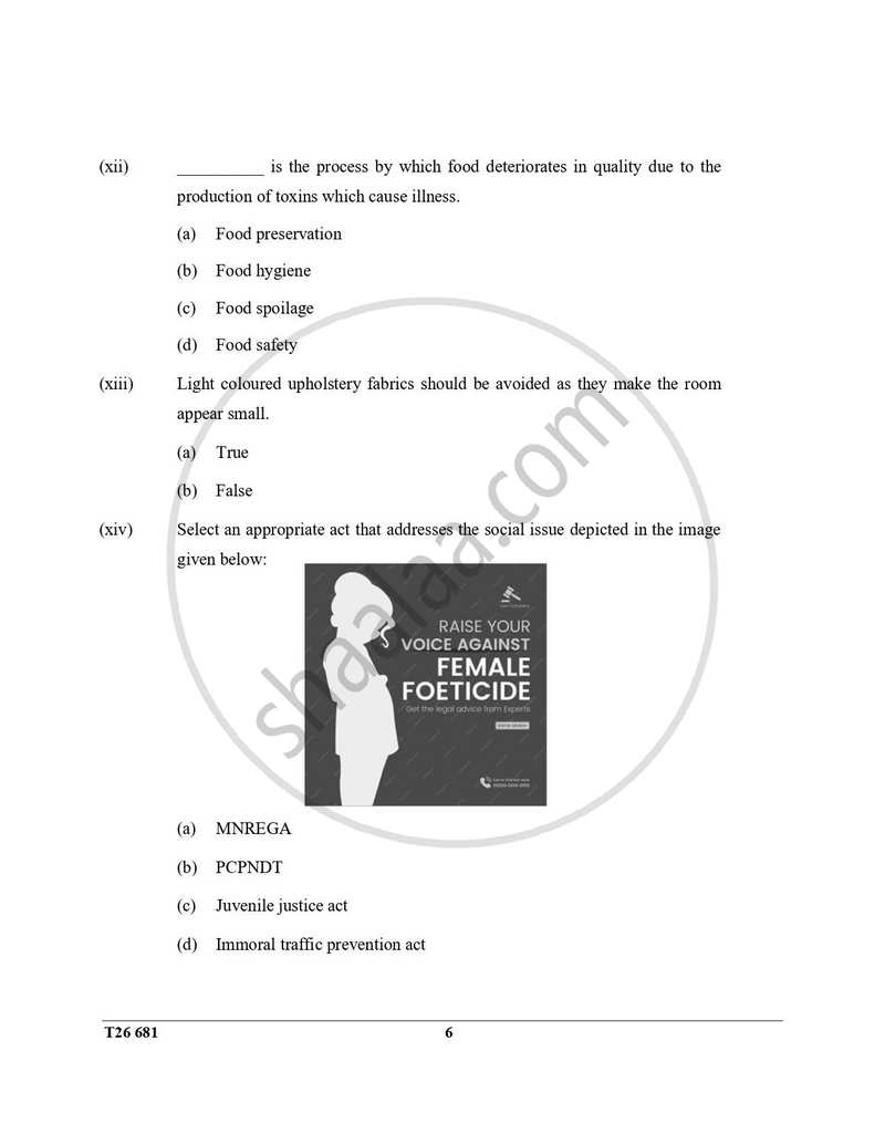 Home Science 2025-2026 ICSE Class 10 - CISCE (Council for the Indian School Certificate Examinations) question paper with PDF download