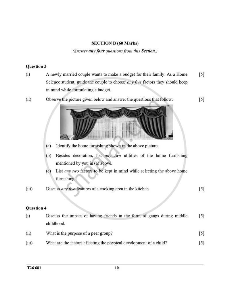 Home Science 2025-2026 ICSE Class 10 - CISCE (Council for the Indian School Certificate Examinations) question paper with PDF download