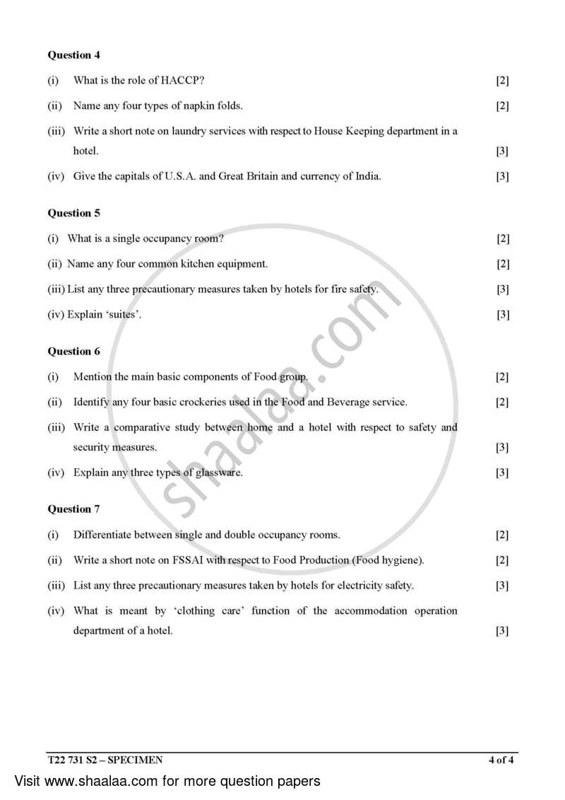 Hospitality Management 2021-2022 ICSE Class 10  - CISCE (Council for the Indian School Certificate Examinations) question paper with PDF download