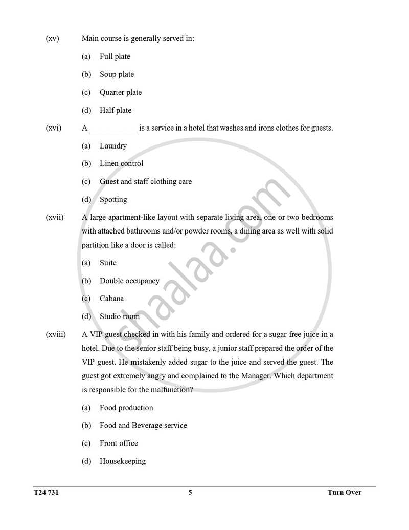 Hospitality Management 2023-2024 ICSE Class 10 - CISCE (Council for the Indian School Certificate Examinations) question paper with PDF download