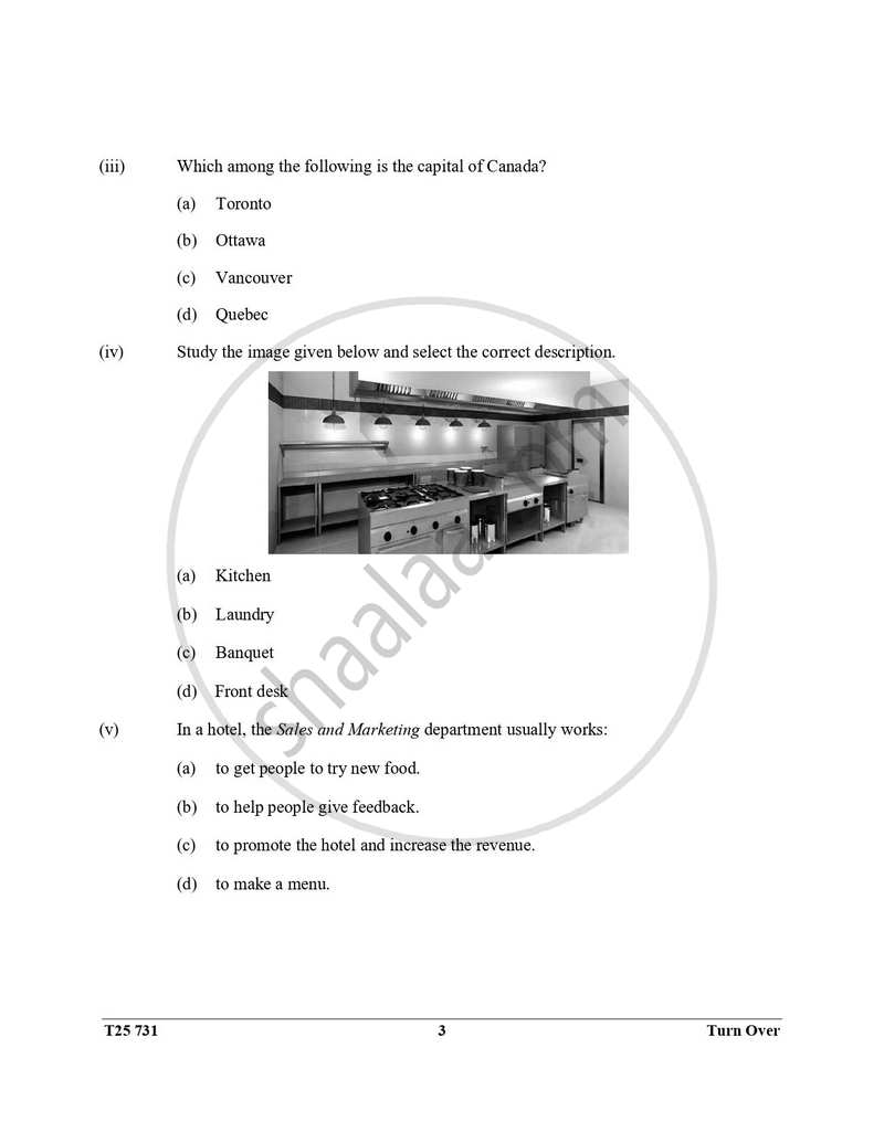 Hospitality Management 2024-2025 ICSE Class 10  - CISCE (Council for the Indian School Certificate Examinations) question paper with PDF download