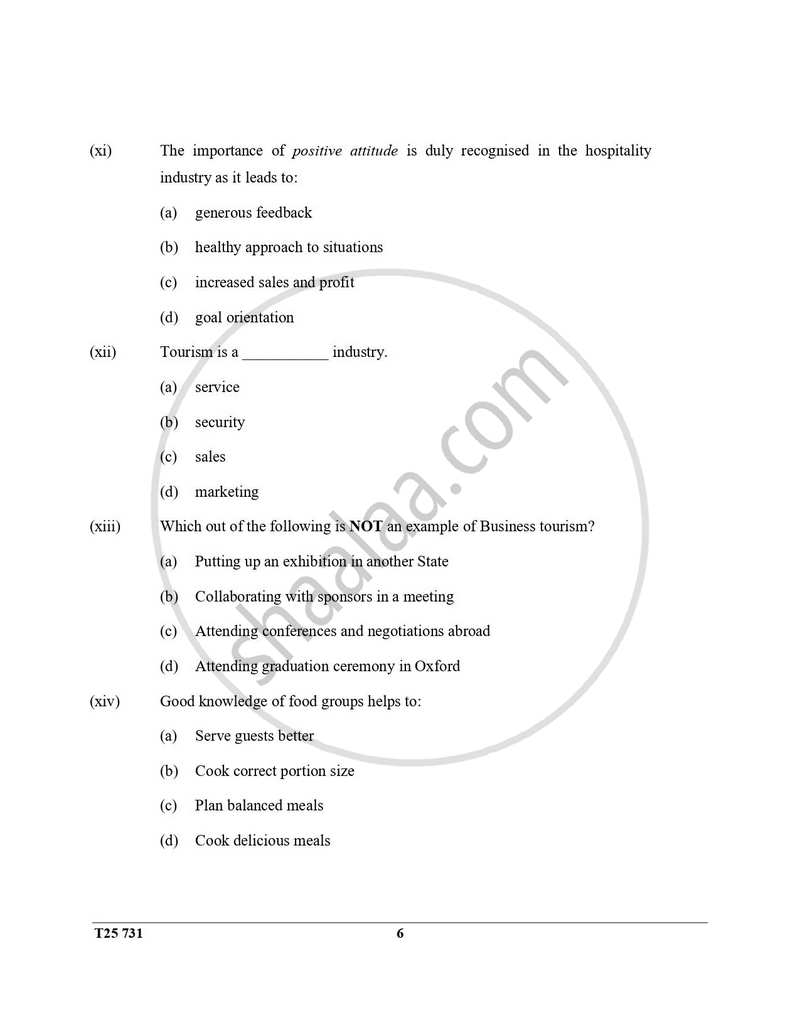 Hospitality Management 2024-2025 ICSE Class 10  - CISCE (Council for the Indian School Certificate Examinations) question paper with PDF download