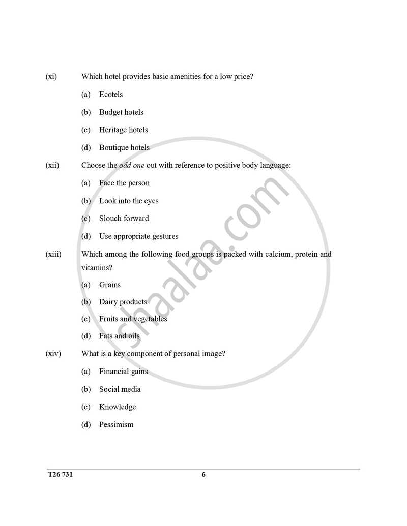 Hospitality Management 2025-2026 ICSE Class 10 - CISCE (Council for the Indian School Certificate Examinations) question paper with PDF download