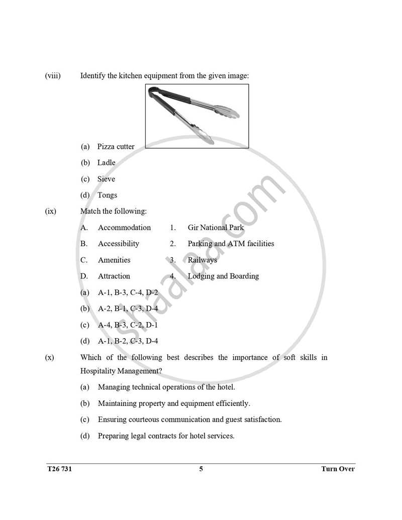 Hospitality Management 2025-2026 ICSE Class 10 - CISCE (Council for the Indian School Certificate Examinations) question paper with PDF download