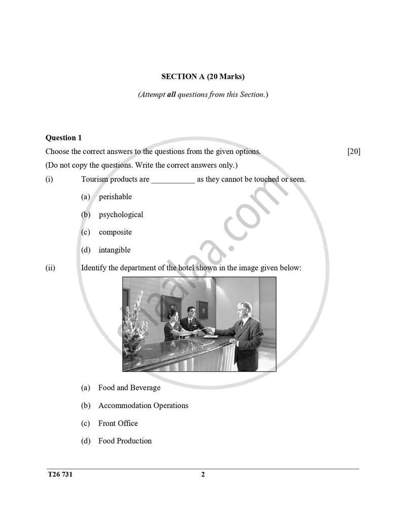 Hospitality Management 2025-2026 ICSE Class 10 - CISCE (Council for the Indian School Certificate Examinations) question paper with PDF download