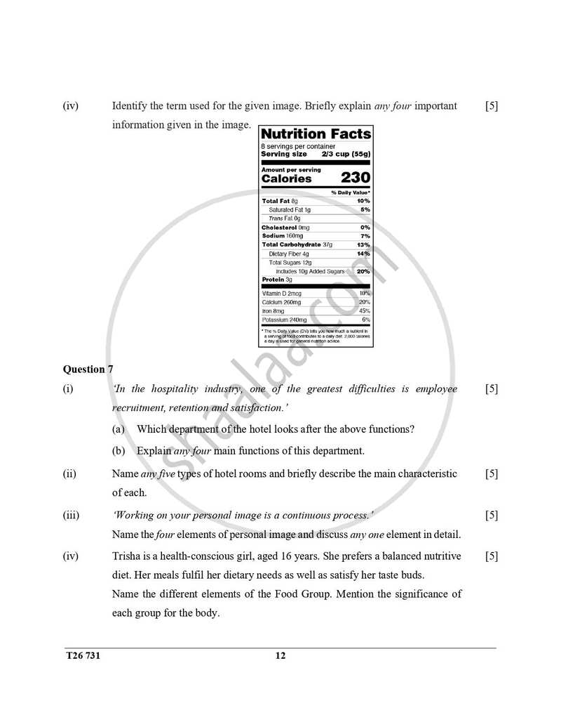 Hospitality Management 2025-2026 ICSE Class 10 - CISCE (Council for the Indian School Certificate Examinations) question paper with PDF download