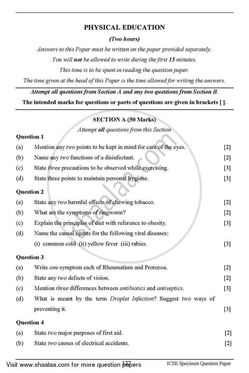 physical education sample paper class 9