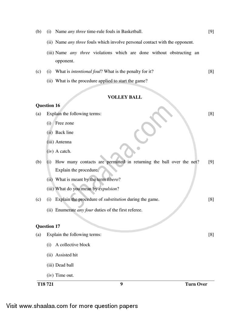 Physical Education 2017-2018 (English Medium) ICSE Class 10 Set 1 ...