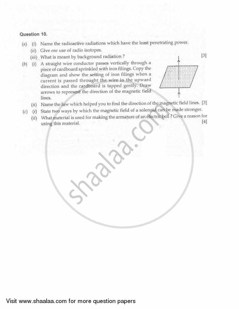 Physics 2009 2010 English Medium Icse Class 10 Question Paper With