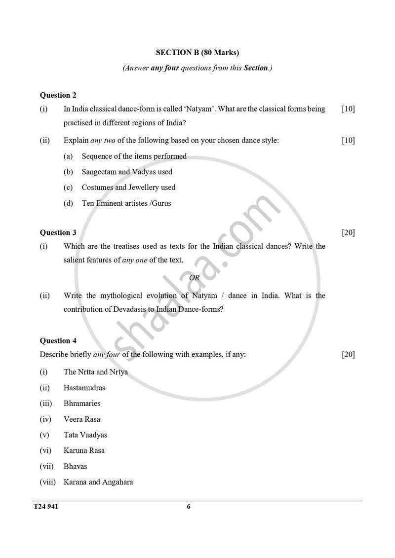 Indian Dance 2023-2024 ICSE Class 10  - CISCE (Council for the Indian School Certificate Examinations) question paper with PDF download