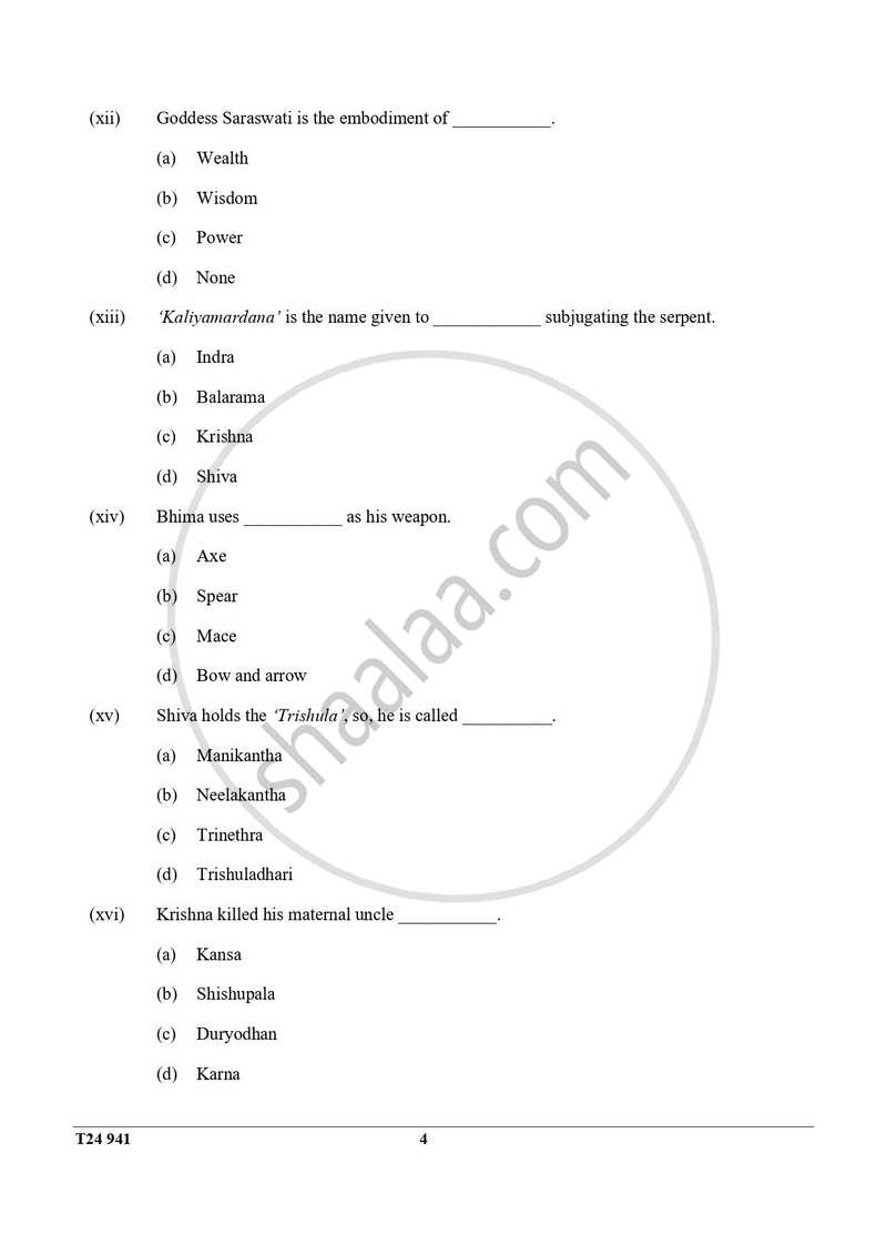 Indian Dance 2023-2024 ICSE Class 10  - CISCE (Council for the Indian School Certificate Examinations) question paper with PDF download