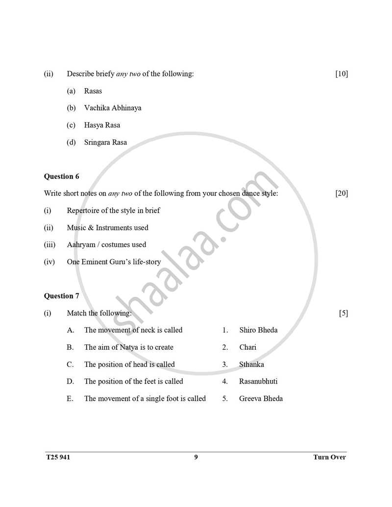 Indian Dance 2024-2025 ICSE Class 10  - CISCE (Council for the Indian School Certificate Examinations) question paper with PDF download