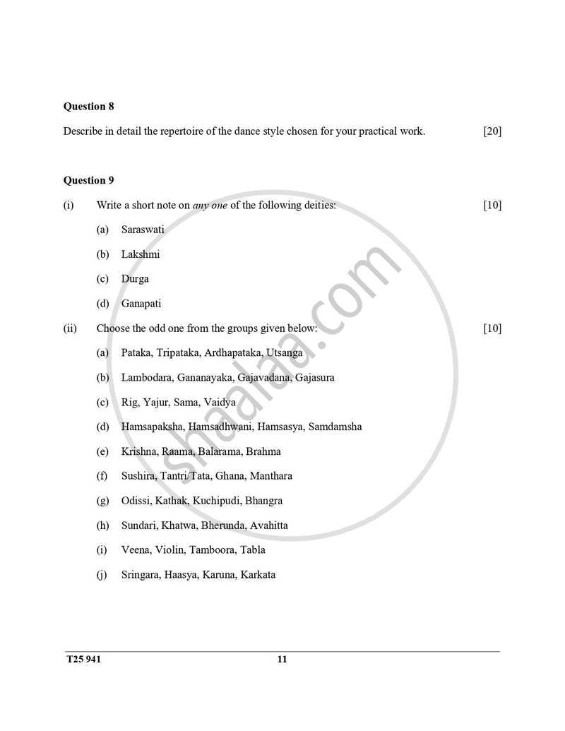 Indian Dance 2024-2025 ICSE Class 10  - CISCE (Council for the Indian School Certificate Examinations) question paper with PDF download