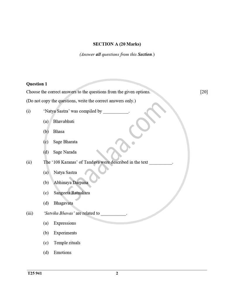 Indian Dance 2024-2025 ICSE Class 10  - CISCE (Council for the Indian School Certificate Examinations) question paper with PDF download