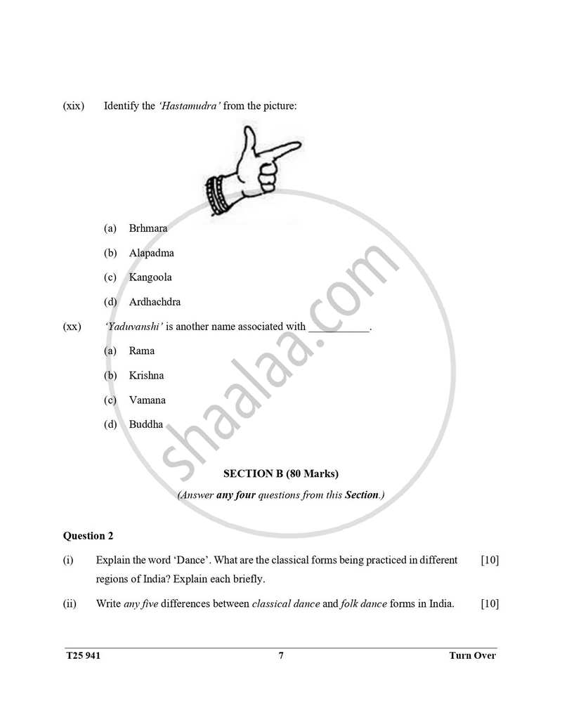 Indian Dance 2024-2025 ICSE Class 10  - CISCE (Council for the Indian School Certificate Examinations) question paper with PDF download