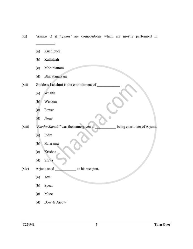 Indian Dance 2024-2025 ICSE Class 10  - CISCE (Council for the Indian School Certificate Examinations) question paper with PDF download