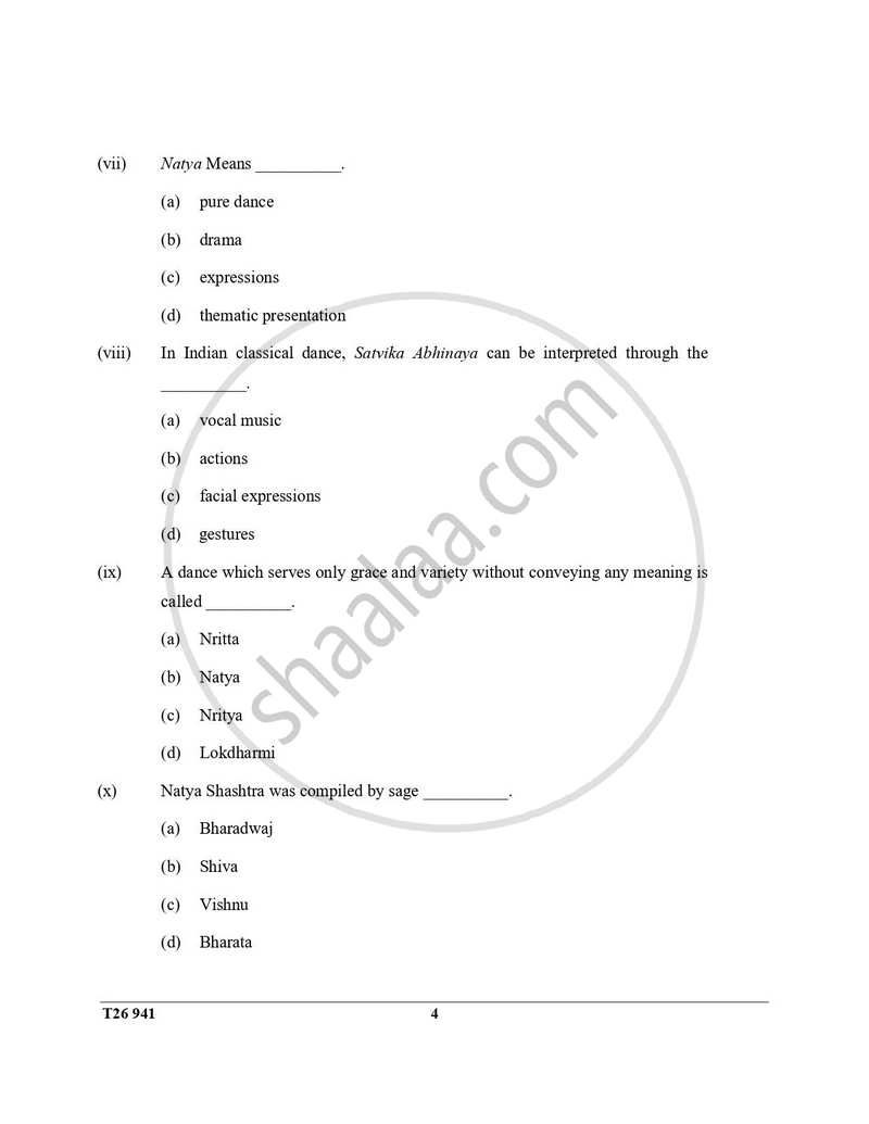 Indian Dance 2025-2026 ICSE Class 10 - CISCE (Council for the Indian School Certificate Examinations) question paper with PDF download