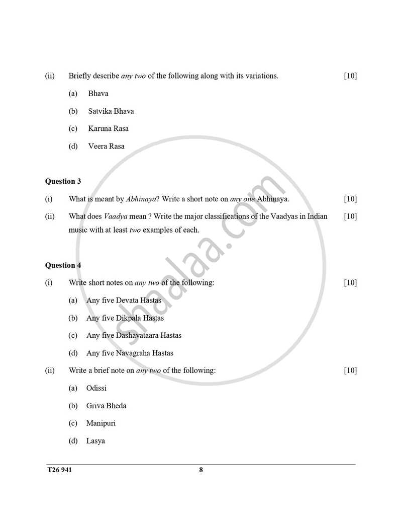 Indian Dance 2025-2026 ICSE Class 10 - CISCE (Council for the Indian School Certificate Examinations) question paper with PDF download