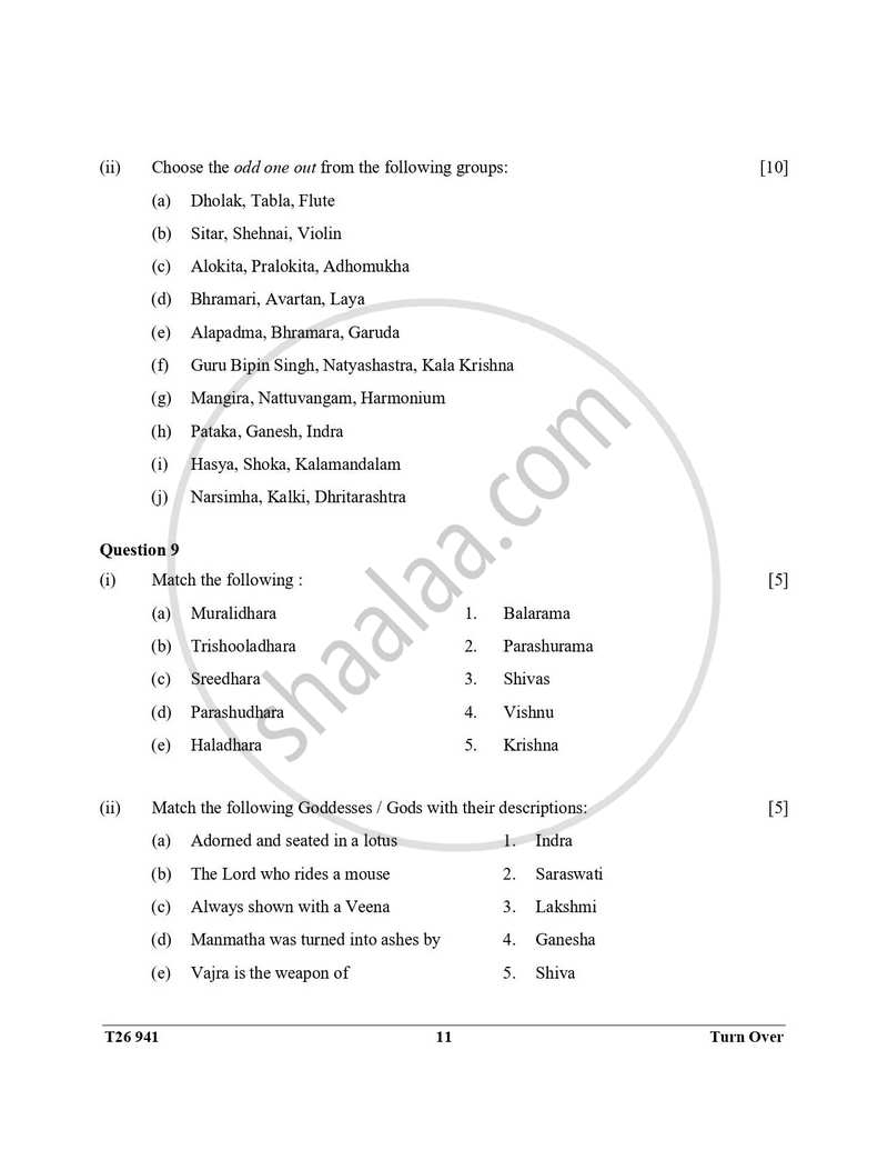 Indian Dance 2025-2026 ICSE Class 10 - CISCE (Council for the Indian School Certificate Examinations) question paper with PDF download