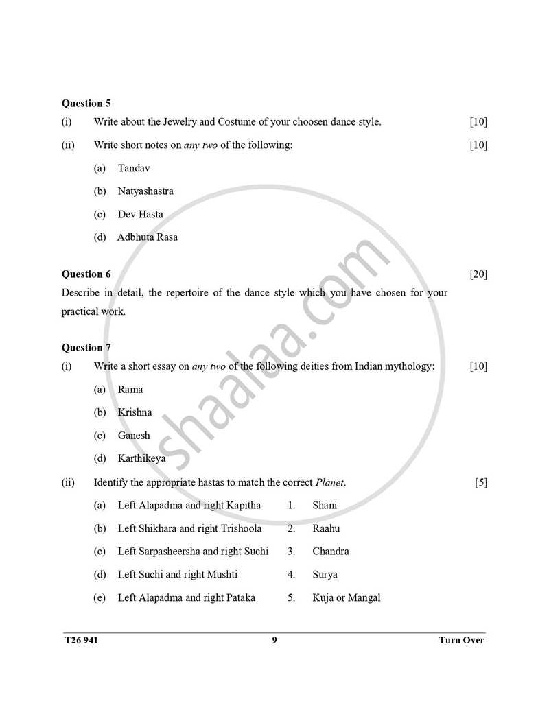 Indian Dance 2025-2026 ICSE Class 10 - CISCE (Council for the Indian School Certificate Examinations) question paper with PDF download