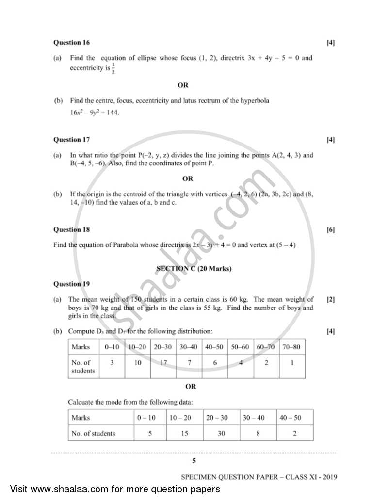 Applied Mathematics 2018-2019 - I.S.C. - Class 11 - CISCE (Council for the Indian School Certificate Examinations) question paper with PDF download