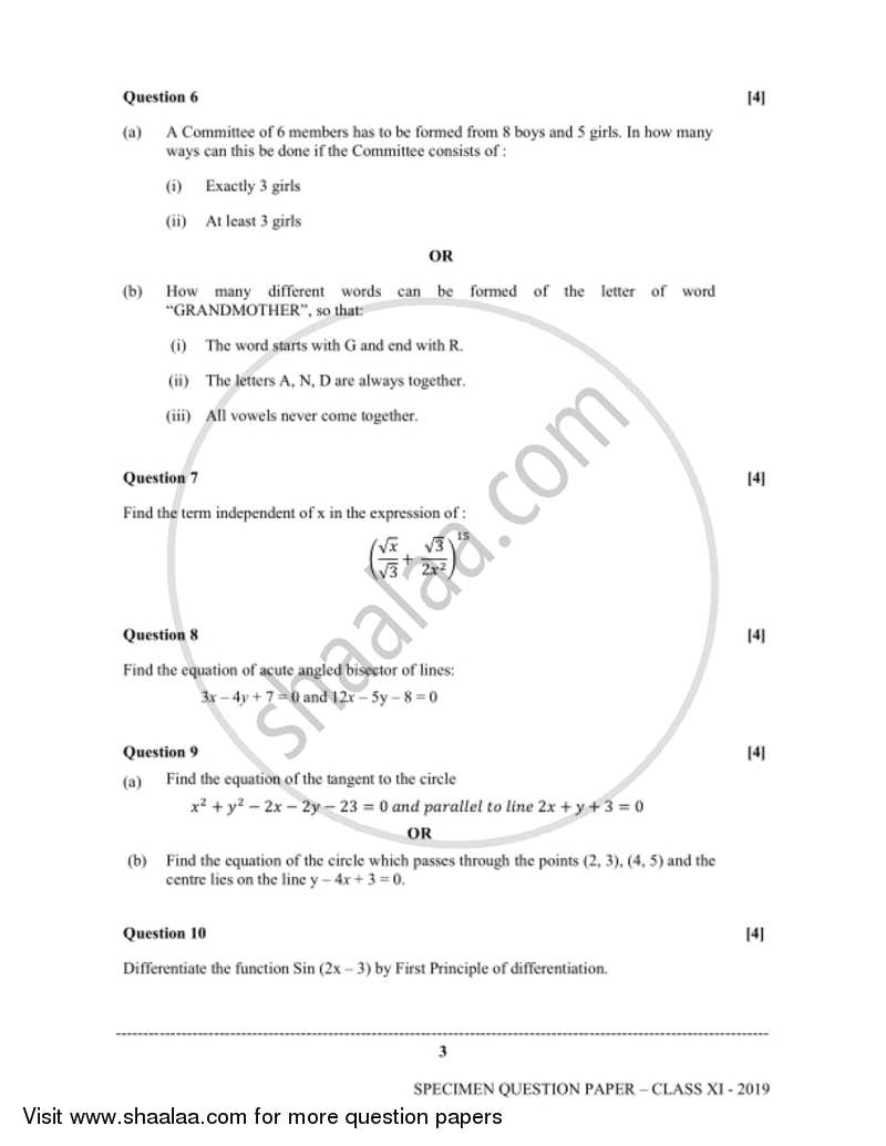 Applied Mathematics 2018-2019 - I.S.C. - Class 11 - CISCE (Council for the Indian School Certificate Examinations) question paper with PDF download