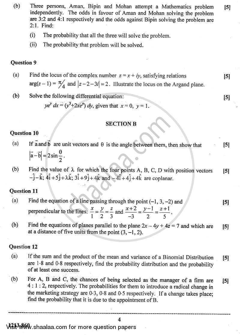 Applied Mathematics 2012-2013 - I.S.C. - Class 12 - CISCE (Council for the Indian School Certificate Examinations) question paper with PDF download