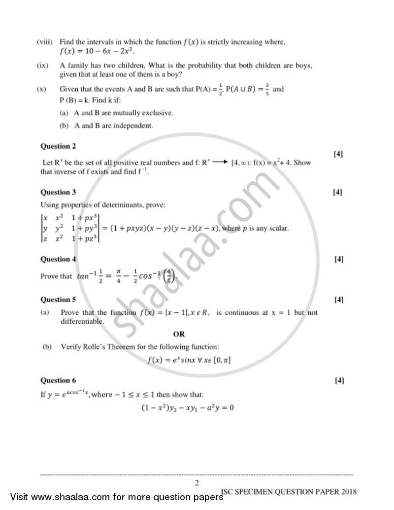 Applied Mathematics 2017-2018 - I.S.C. - Class 12 - CISCE (Council for the Indian School Certificate Examinations) question paper with PDF download