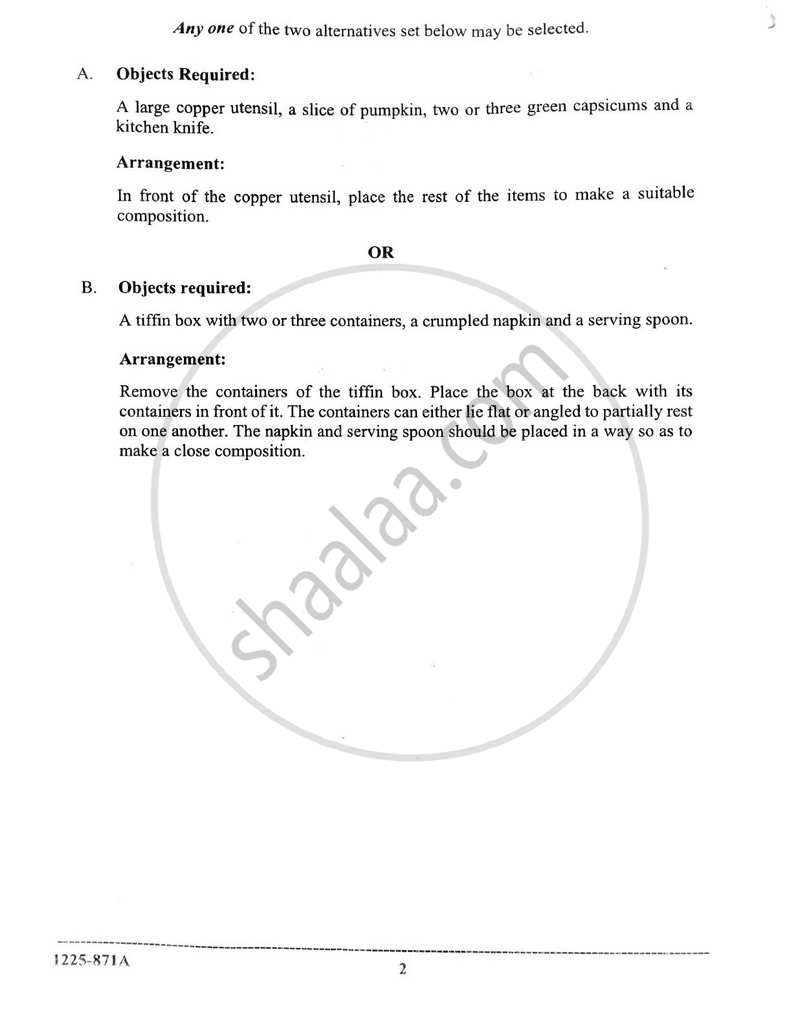 Art Paper 1 - Drawing Or Painting from Still Life 2024-2025 - I.S.C. - Class 12 - CISCE (Council for the Indian School Certificate Examinations) question paper with PDF download