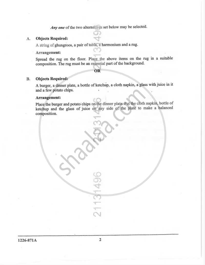 Art Paper 1 - Drawing Or Painting from Still Life 2025-2026 - I.S.C. - Class 12 - CISCE (Council for the Indian School Certificate Examinations) question paper with PDF download