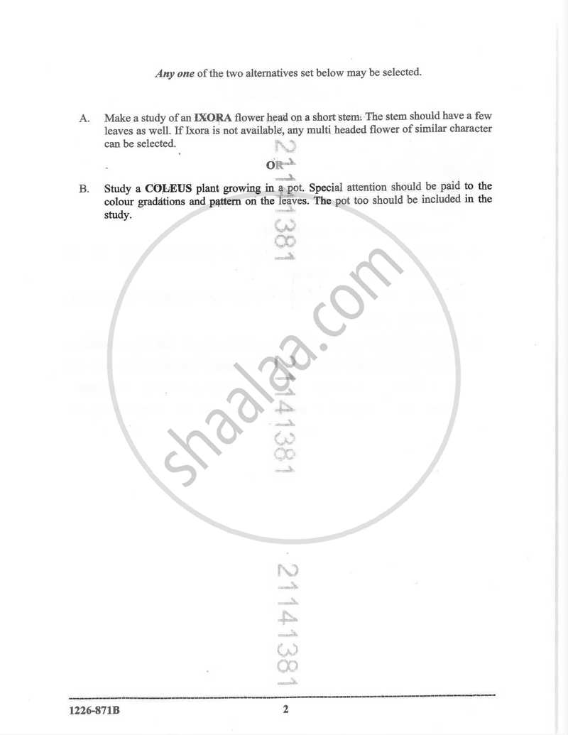 Art Paper 2 - Drawing Or Painting from Nature 2025-2026 - I.S.C. - Class 12 - CISCE (Council for the Indian School Certificate Examinations) question paper with PDF download