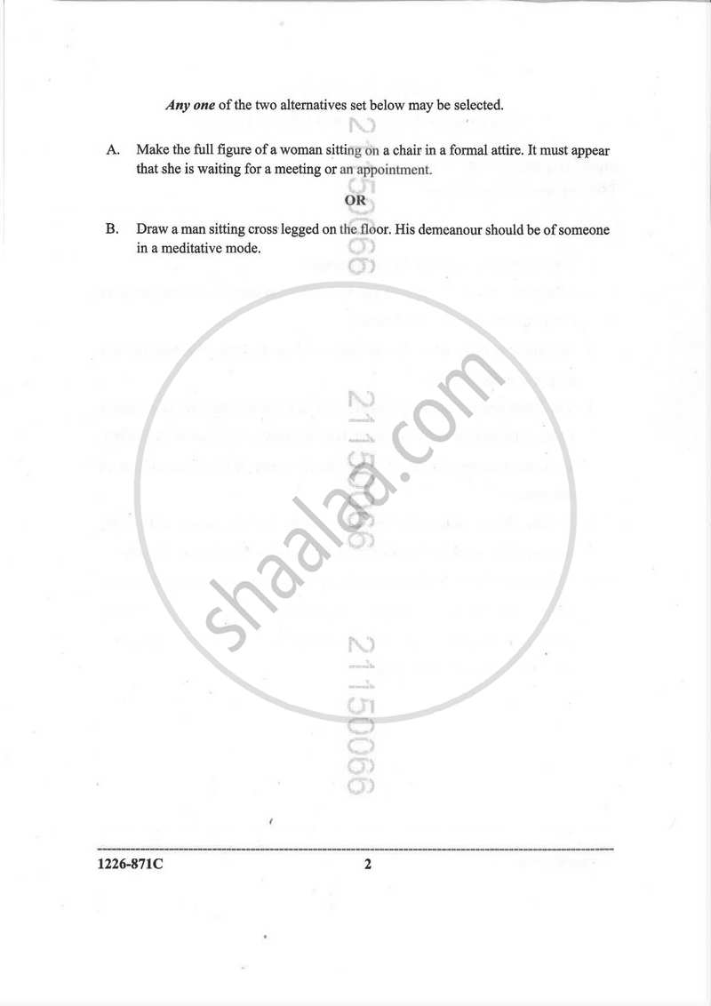 Art Paper 3 - Drawing Or Painting of a Living Person 2025-2026 - I.S.C. - Class 12 - CISCE (Council for the Indian School Certificate Examinations) question paper with PDF download