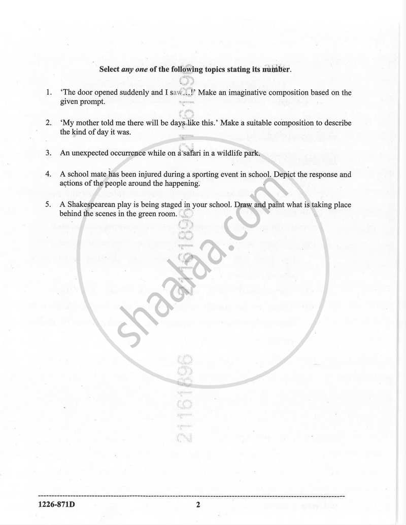 Art Paper 4 - Original Imaginative Composition in Colour 2025-2026 - I.S.C. - Class 12 - CISCE (Council for the Indian School Certificate Examinations) question paper with PDF download