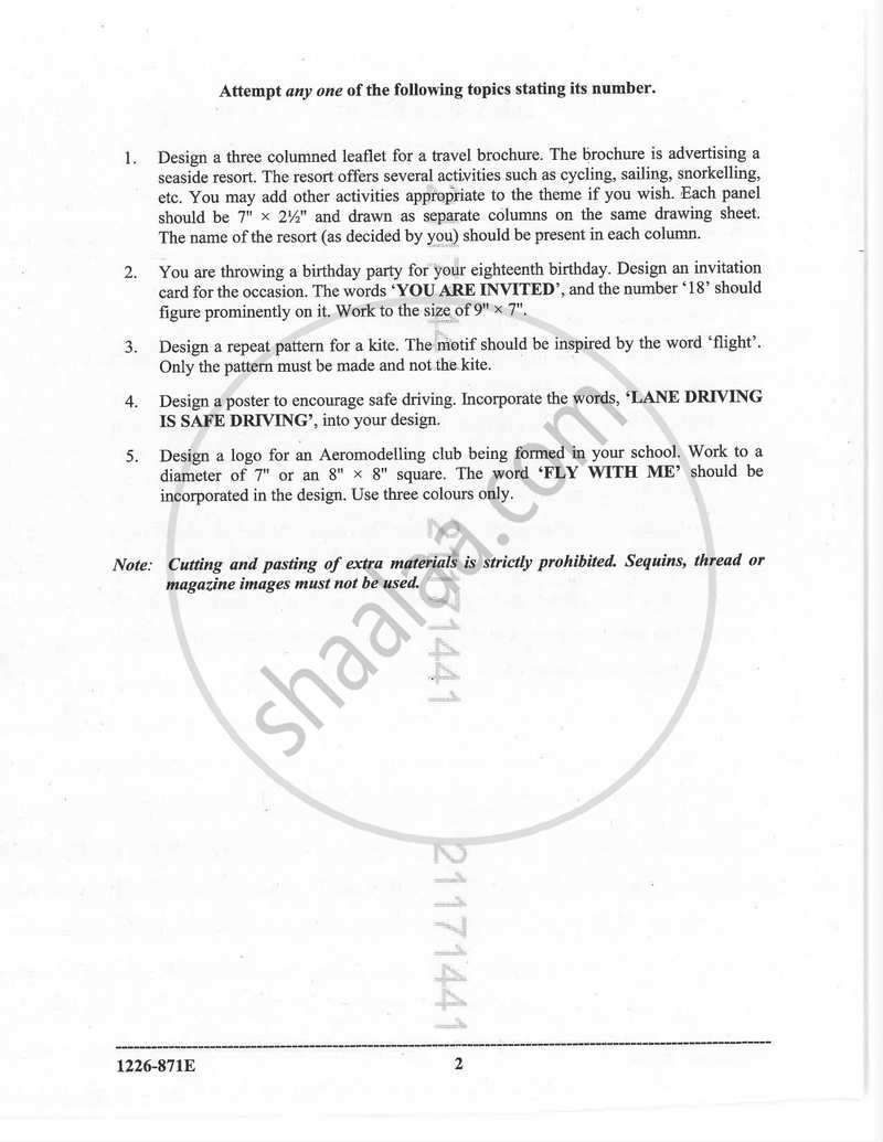 Art Paper 5 - Crafts ‘A’ 2025-2026 - I.S.C. - Class 12 - CISCE (Council for the Indian School Certificate Examinations) question paper with PDF download